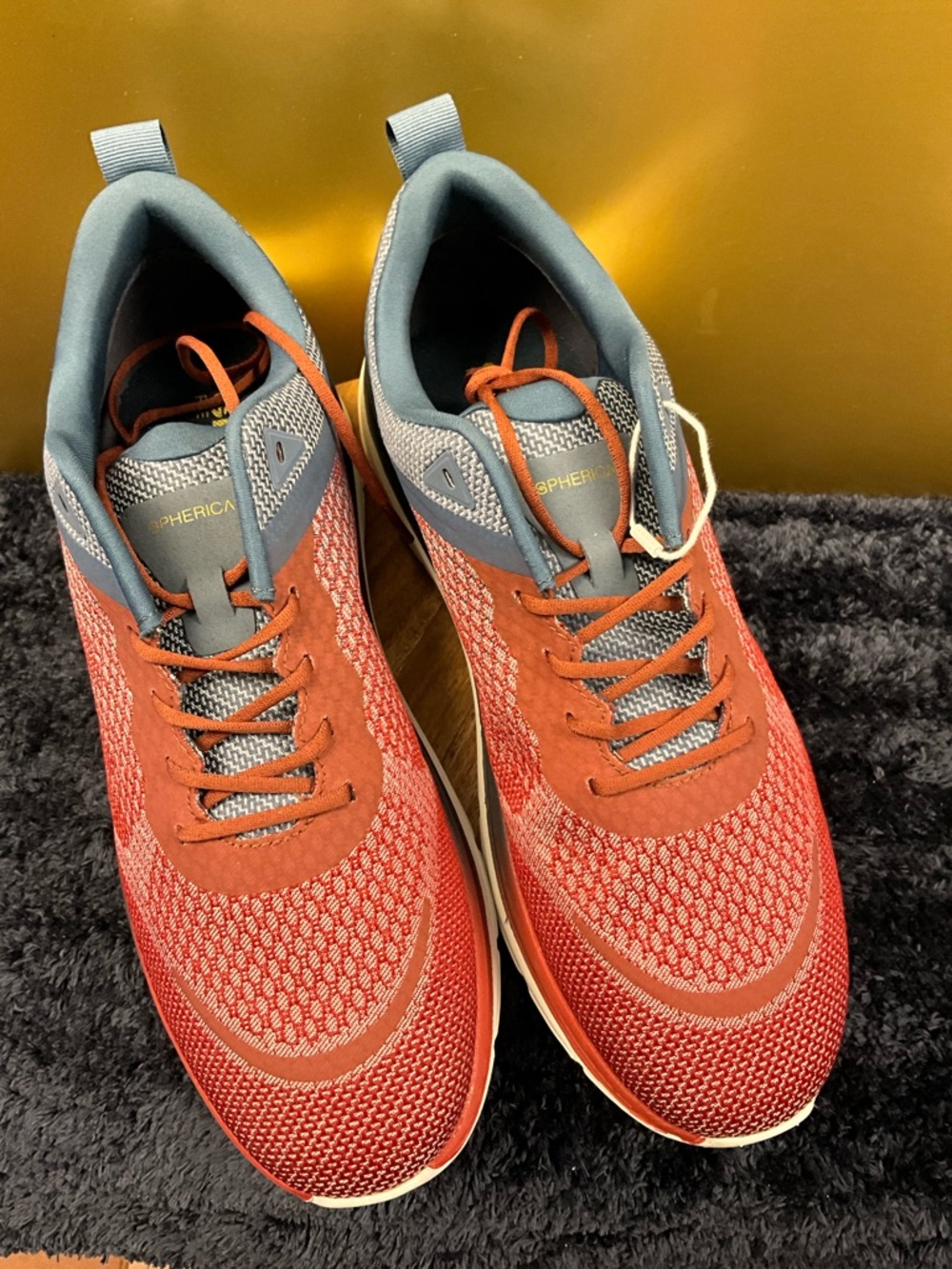 Geox Men's Rust Red and Gray Knit Sneakers